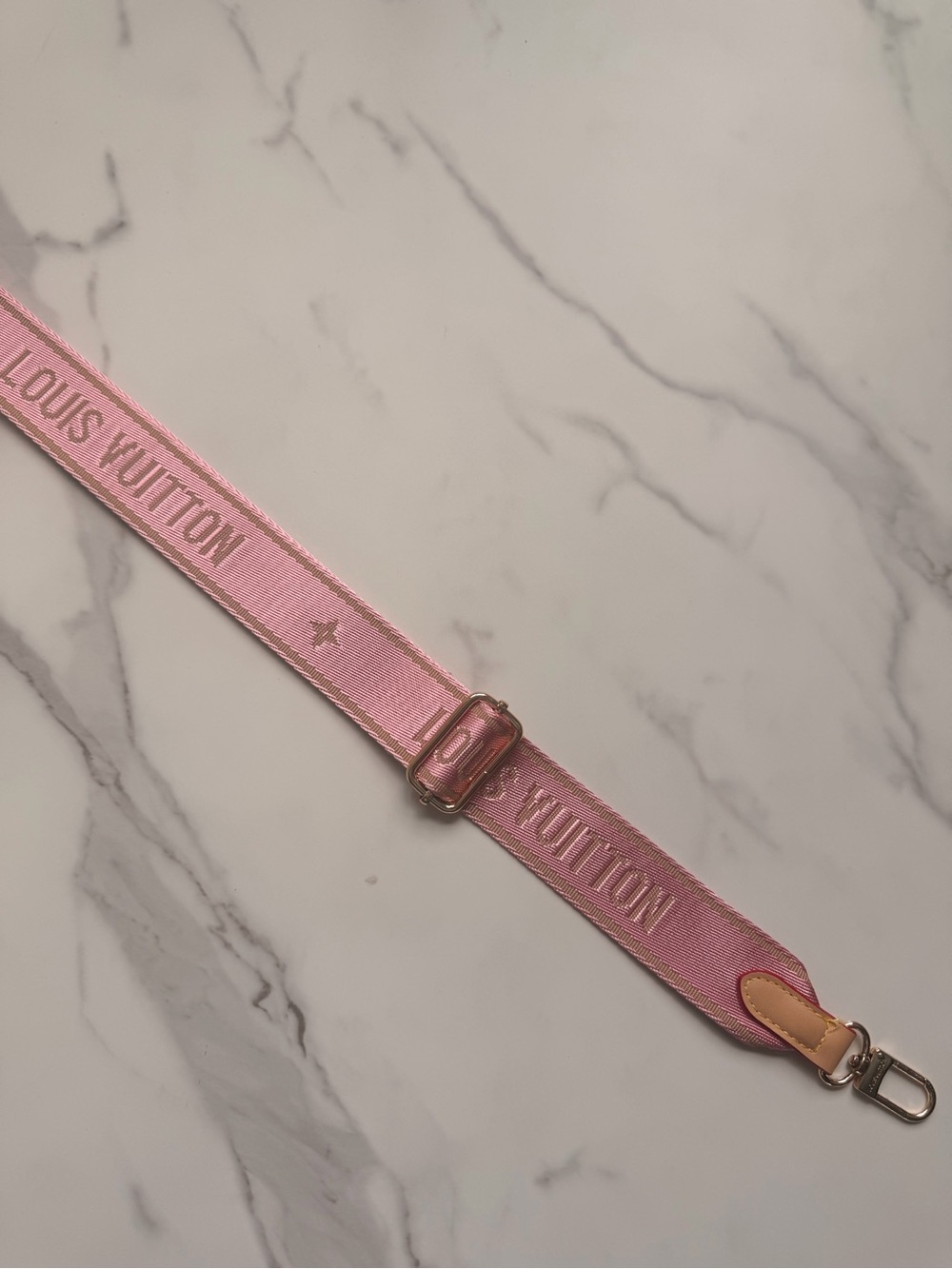 LV Designer Speedy Shoulder logo replacement Blush pink guitar Strap - Picture 8 of 8